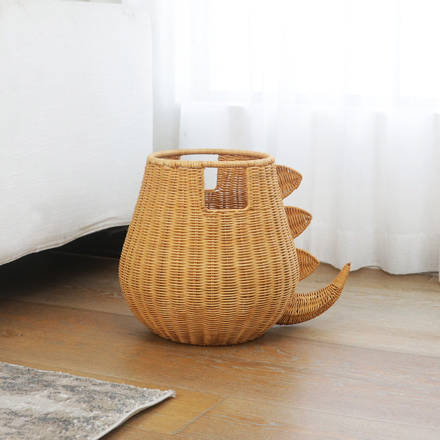 Handcrafted toy basket with dinosaur motif Bowlift