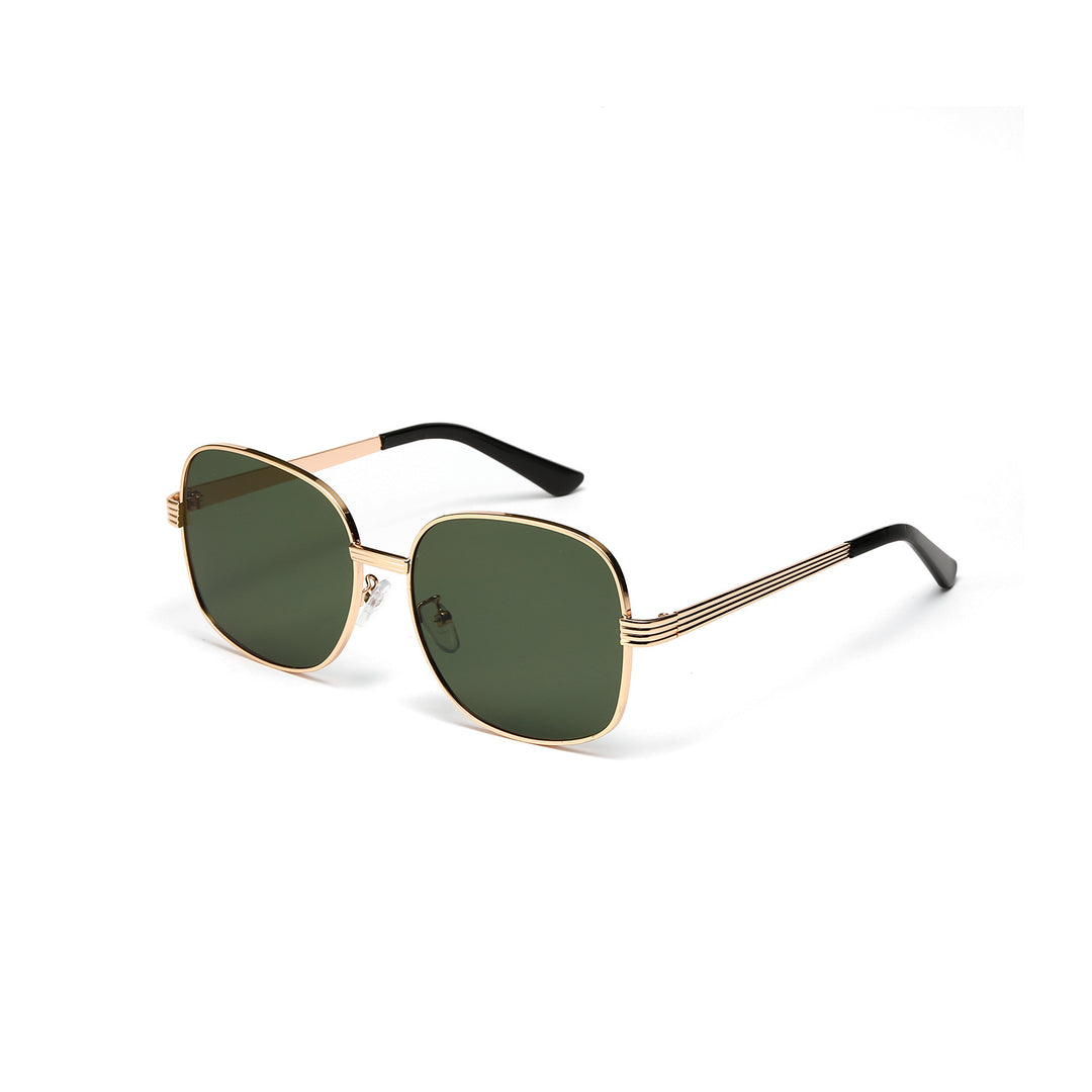 Ladies fashionable angular sunglasses with luxurious golden frame Bowlift