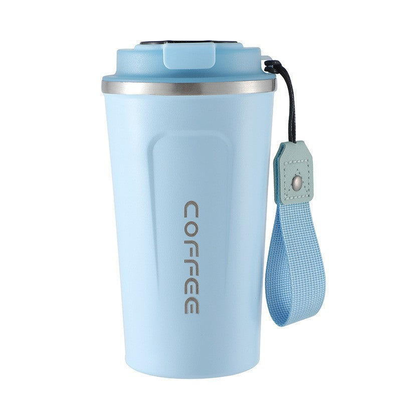 Insulated Stainless Steel Travel Coffee Tumbler with Leakproof Lid and Carry Strap Bowlift