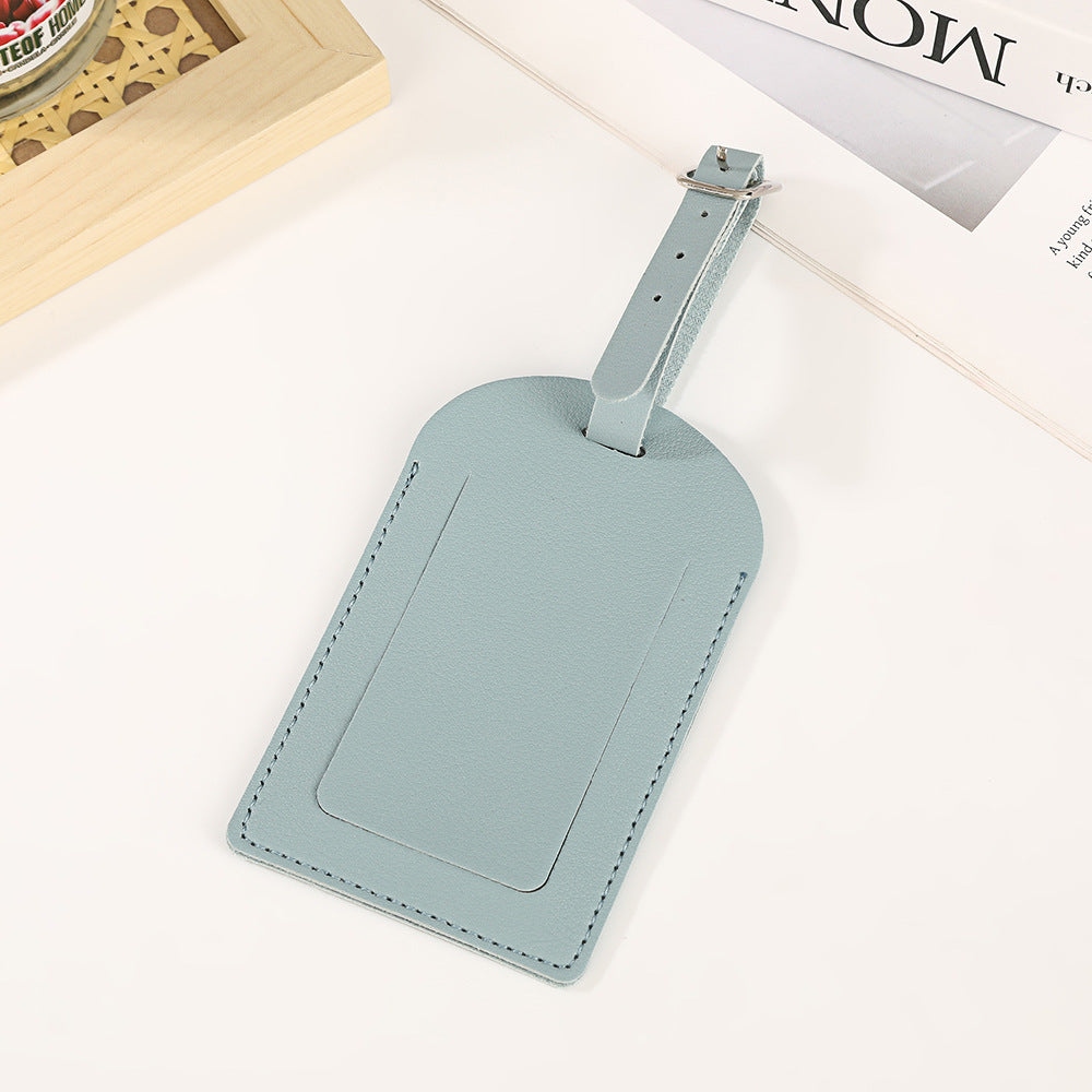 premium vegan leather luggage tag with adjustable buckle and clear ID window Bowlift