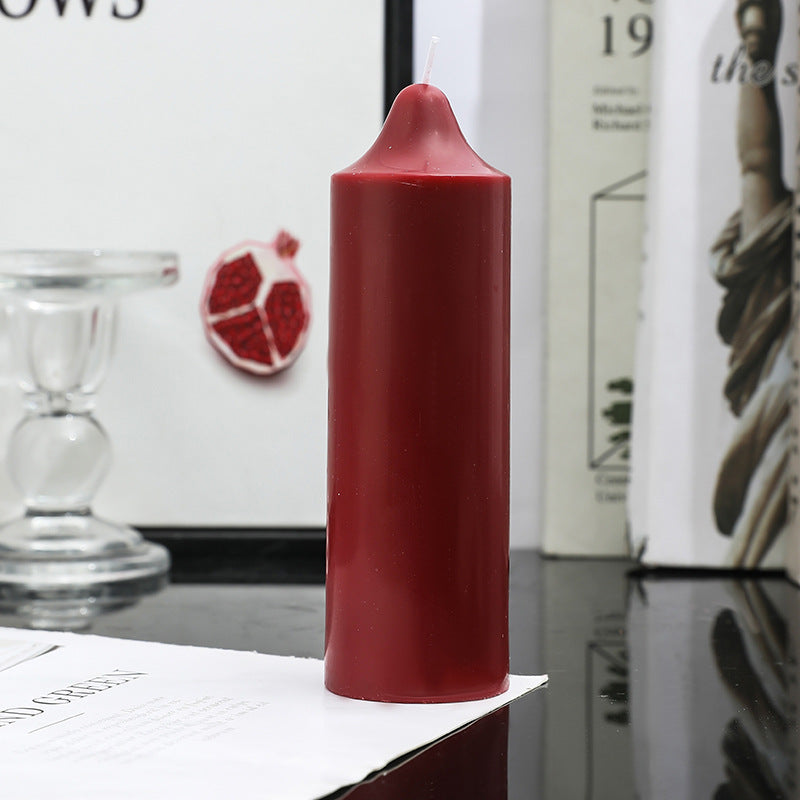 Ribbed Stacked Sphere Decorative Scented Pillar Candle With Long Cotton Wick
