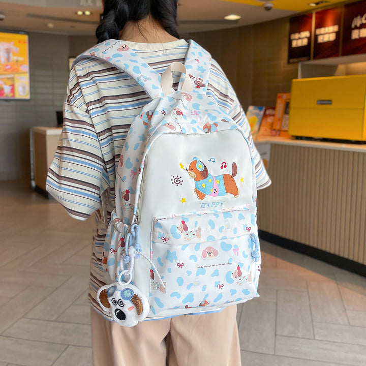 Backpack with Cheerful Dog Design and Multifunctional Compartment Layout Bowlift