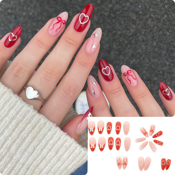 Artistic Heart Motif Art Nails Bowlift