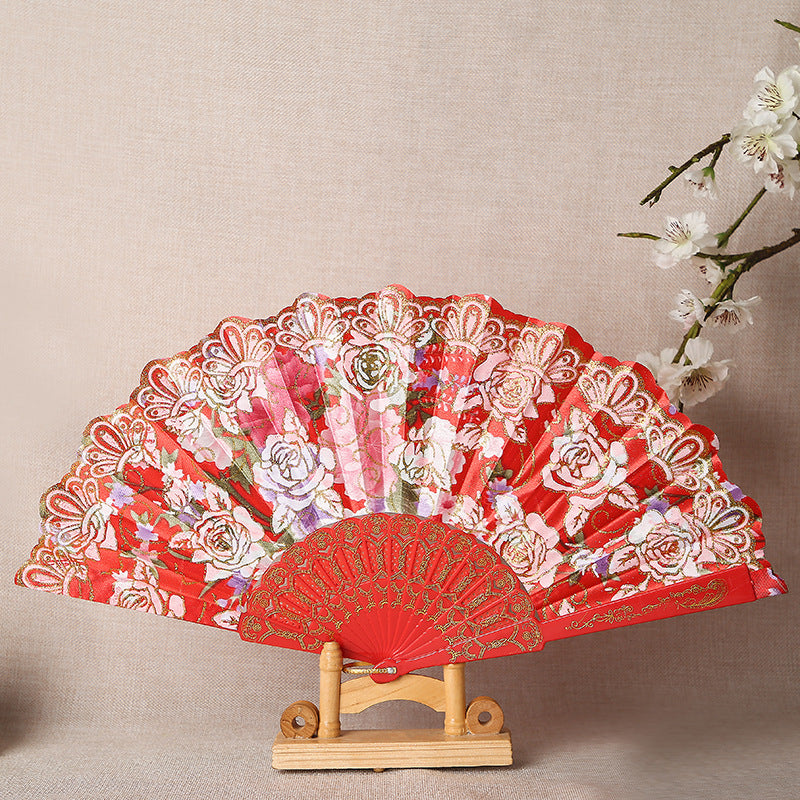 Ladies Elegant Hand Fan with Intricate Floral Patterns Bowlift