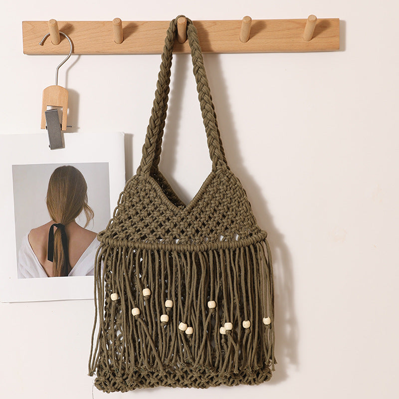 Crocheted beach bag with fringe details Bowlift