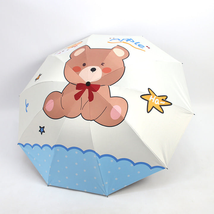 Women's Creative Folding Umbrella with Cute Bear Design Bowlift
