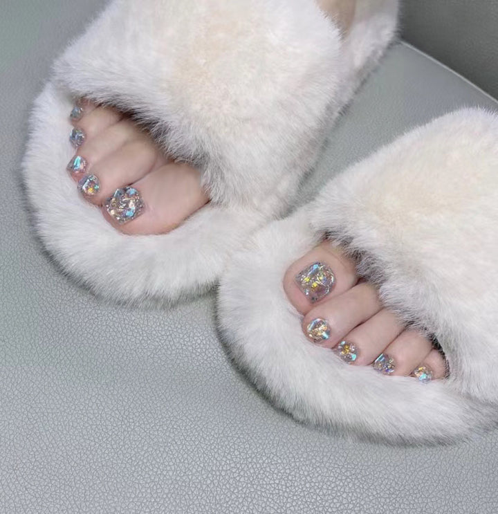 Rhinestone-Embellished Flip Flop Sandals Bowlift
