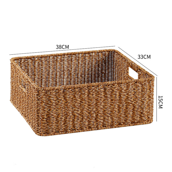 Handwoven Storage Basket with Cutout Handles Bowlift
