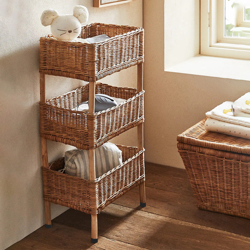 Versatile shelf cart with woven baskets Bowlift