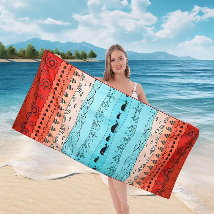 Ladies beach towel with maritime stripe pattern Bowlift