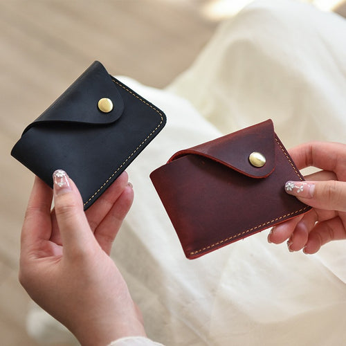 Premium Leather Buttoned Cardholder Bowlift