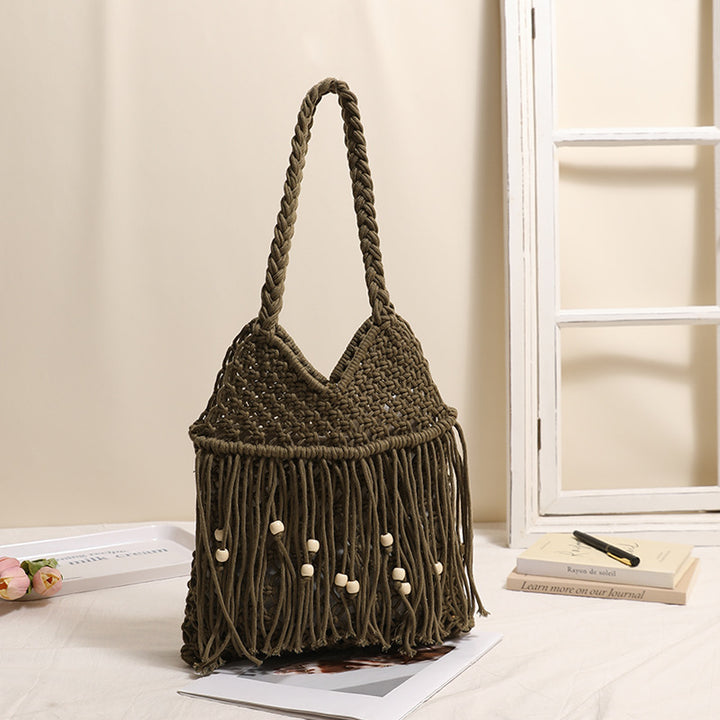 Crocheted beach bag with fringe details Bowlift