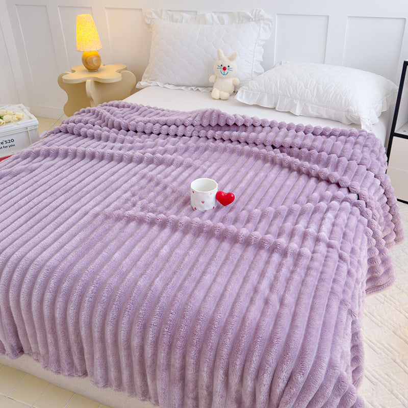 Women High-pile Cozy Blanket with Wave Pattern Bowlift