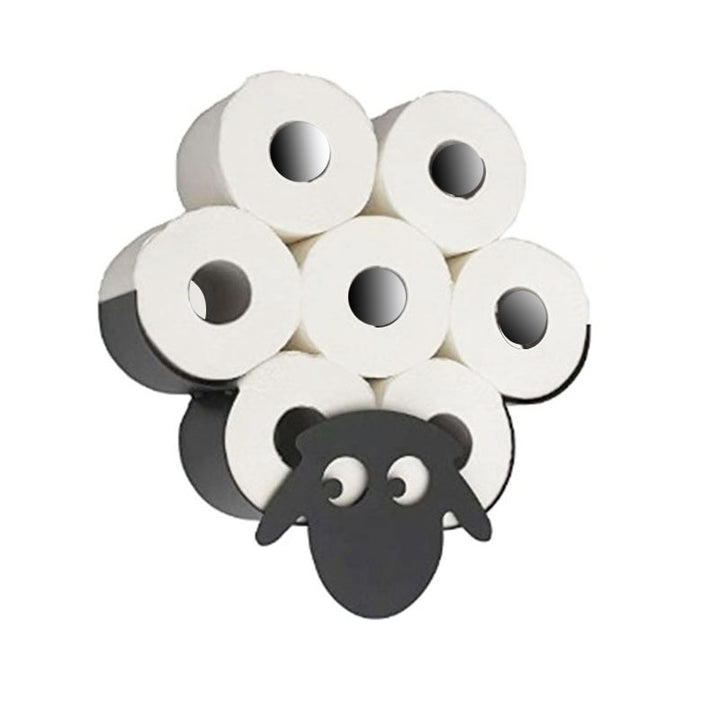 Decorative Wall-Mounted Sheep Toilet Paper Organizer and Multi-Roll Dispenser Bowlift