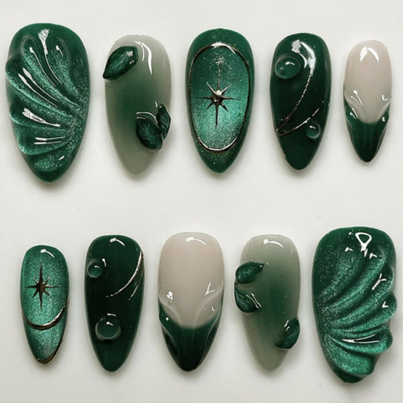 Artificial nails with botanical motifs Bowlift
