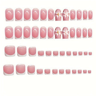 Elegant French Tip Pedicure Bowlift