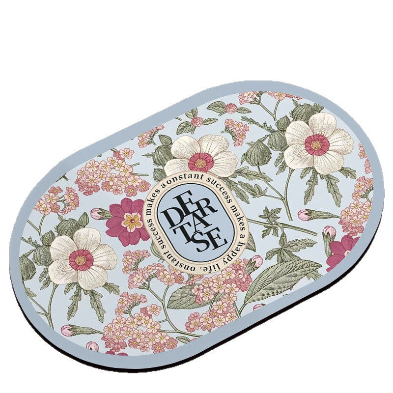 Oval Floral Bath Mat Bowlift