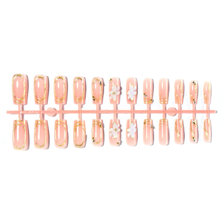 Floral Accented Press-On Nail Set Bowlift