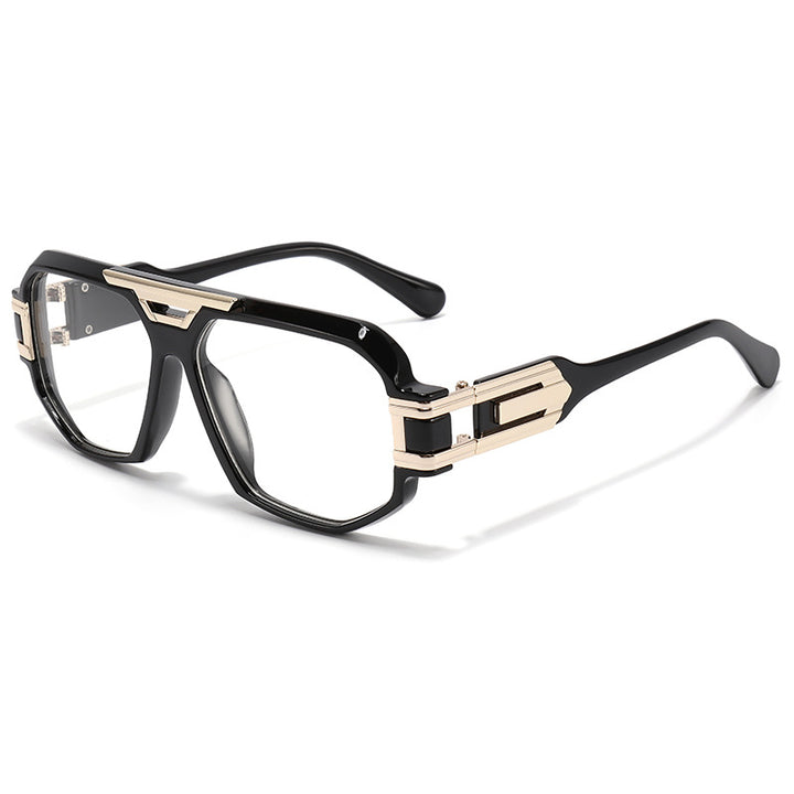 Statement Square Frame Sunglasses with Decorative Gold Accents Bowlift
