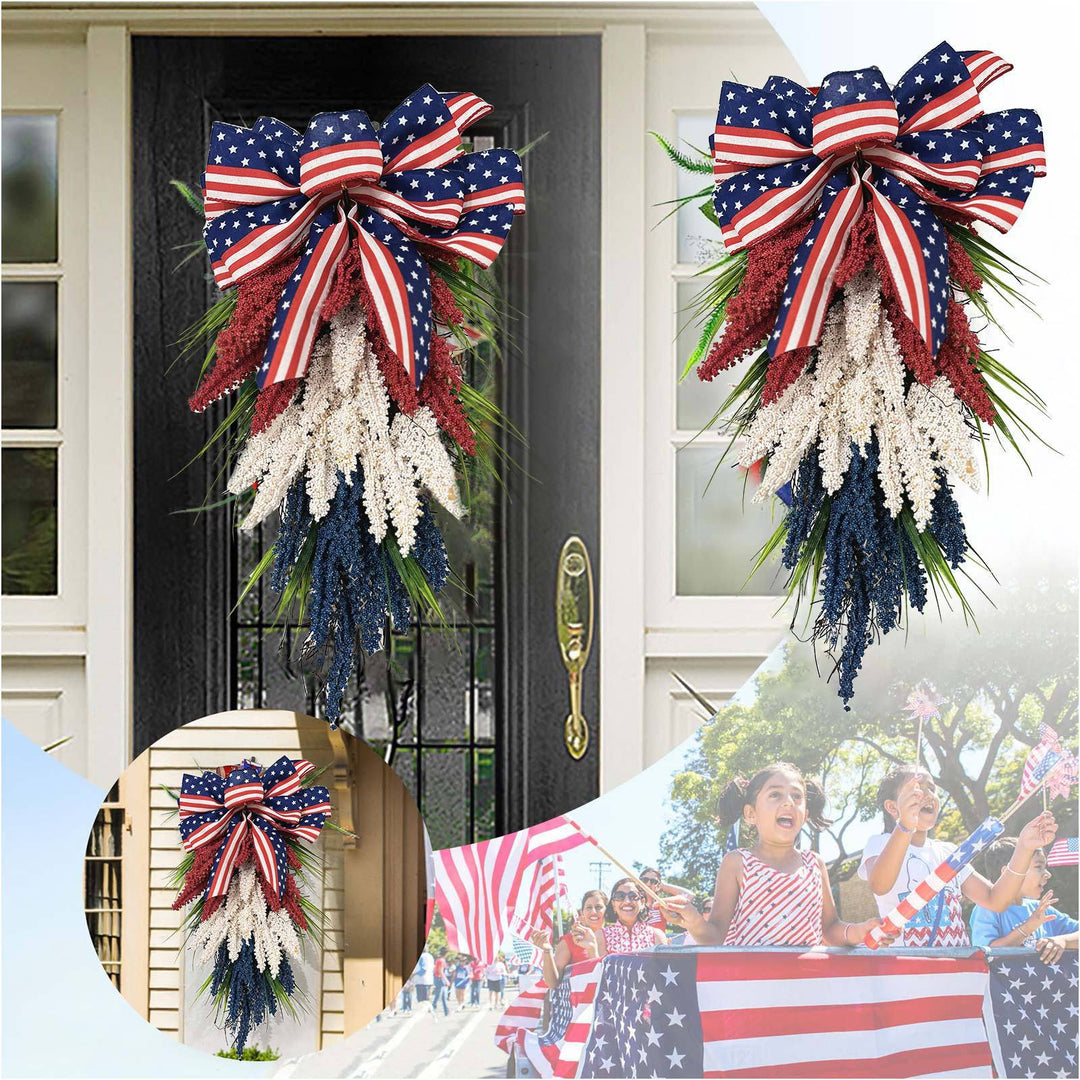 Unisex hanging door decor swag with bow and artificial berry branches Bowlift