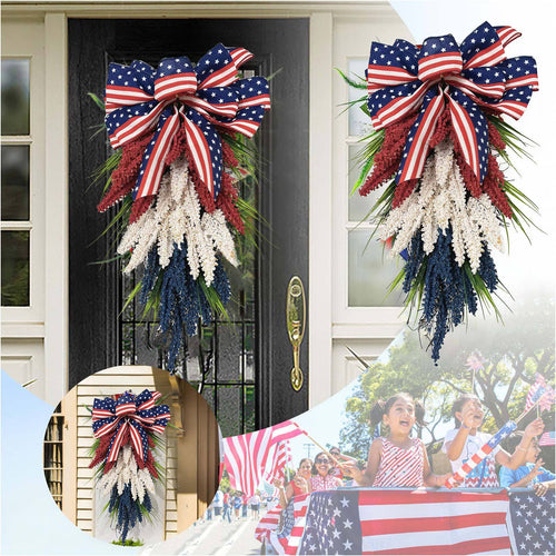 Unisex hanging door decor swag with bow and artificial berry branches Bowlift