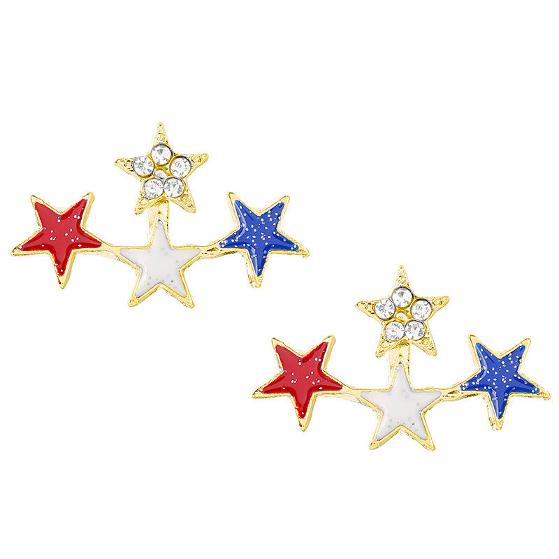 Women nan enamel horseshoe earrings with star motif and fishhook closure Bowlift