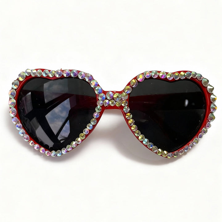 Heart-Shaped Rhinestone-Embellished Sunglasses Bowlift