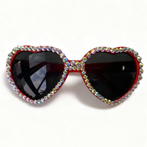 Heart-Shaped Rhinestone-Embellished Sunglasses Bowlift