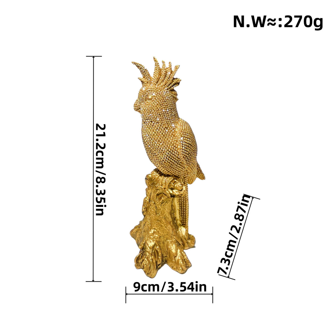 Shiny parrot figure on tree stump Bowlift