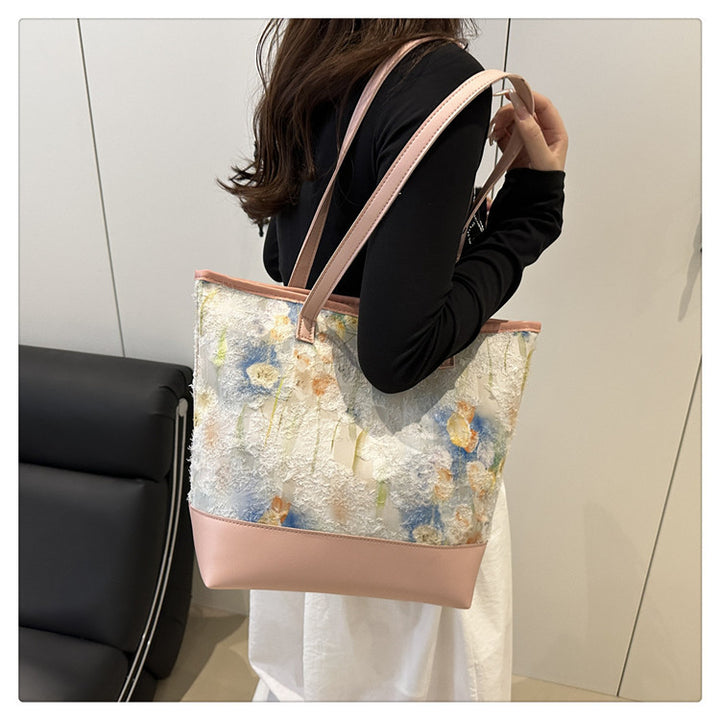 Artistic Floral Embroidered Tote Bag Bowlift