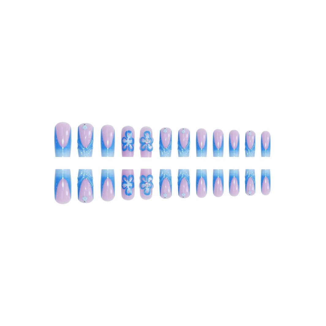 Decorative Floral Acrylic Nail Extensions Bowlift
