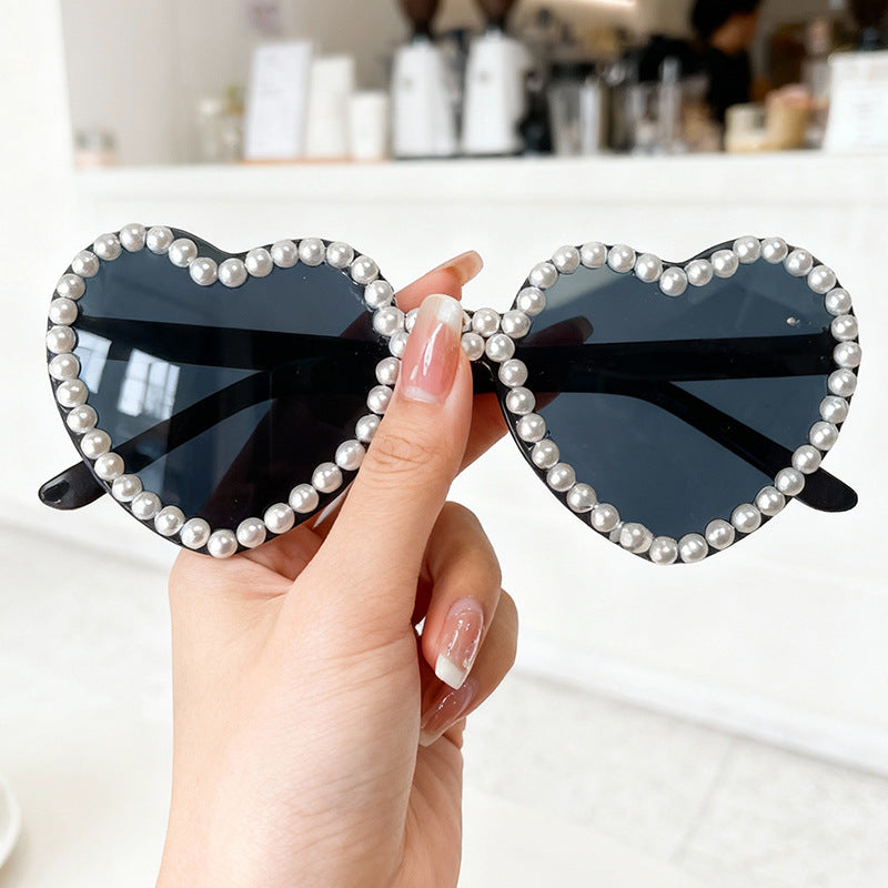Heart-Shaped Pearl-Accent Sunglasses Bowlift