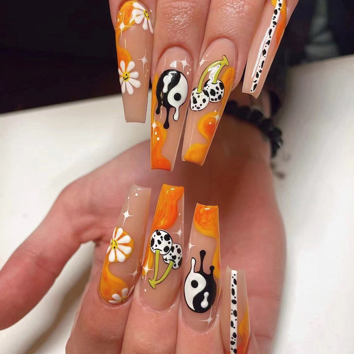 Artful acrylic nails with stylish patterns Bowlift