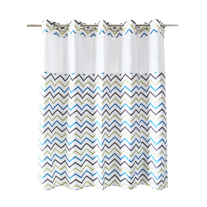 Geometric Zigzag Print Shower Curtain Bowlift