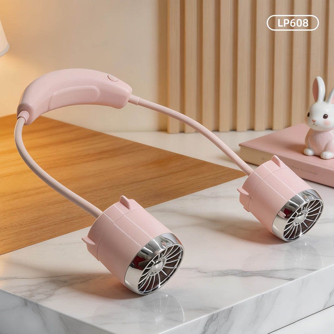 Ladies Wearable Neck Fan with Flexibly Adjustable Fan Heads Bowlift