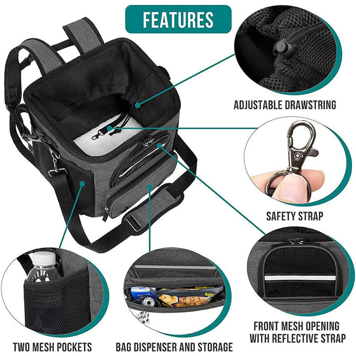 convertible pet carrier backpack with breathable mesh top and safety leash Bowlift