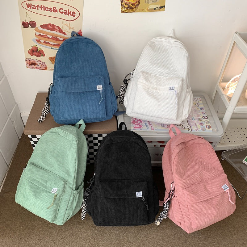 Corduroy Textured School Backpack Bowlift