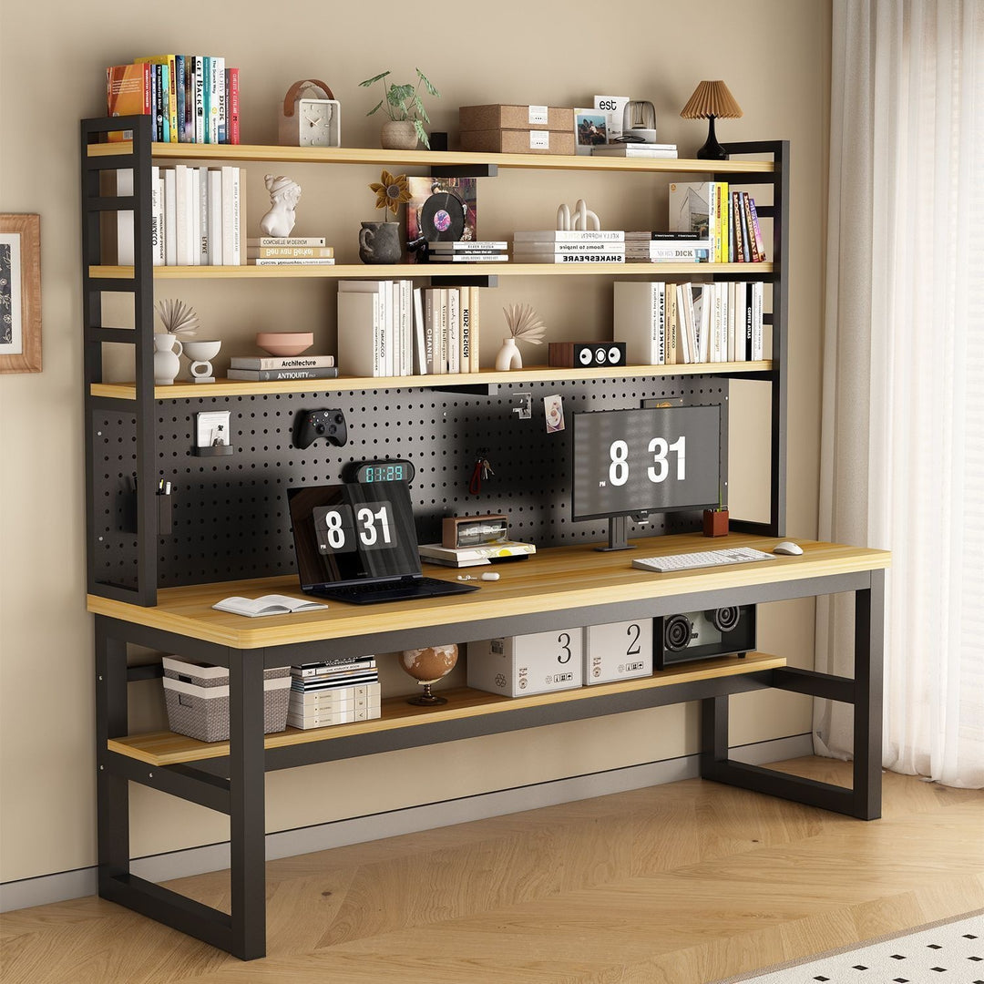 Multifunctional workspace with shelf Bowlift