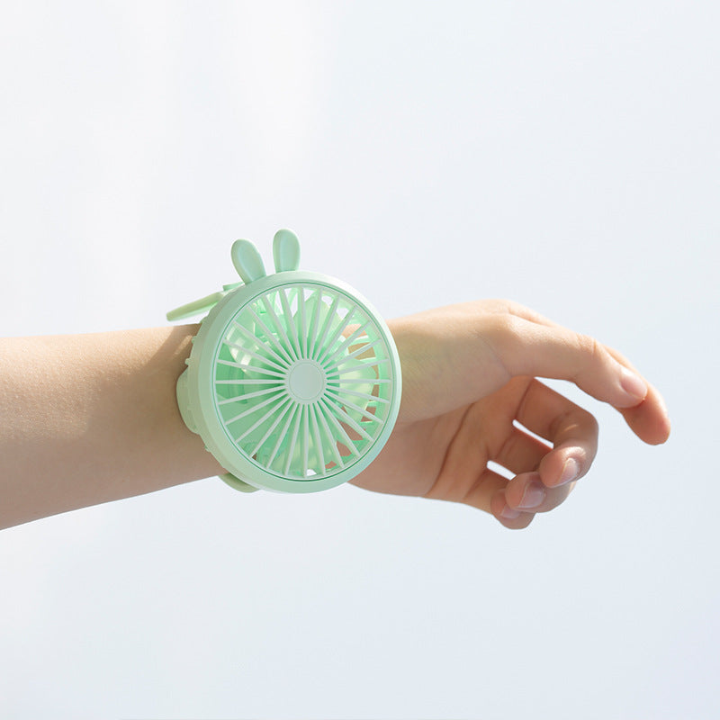 Unisex Portable Hand Fan with Integrated Wristband and Flexible Tilt Bowlift