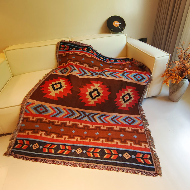 Tribal-Inspired Woven Throw Blanket