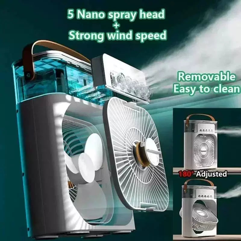 Unisex One Size Portable USB Humidifying Desk Fan with Ambient LED Mood Light and Multi-Stage Air Circulation Bowlift