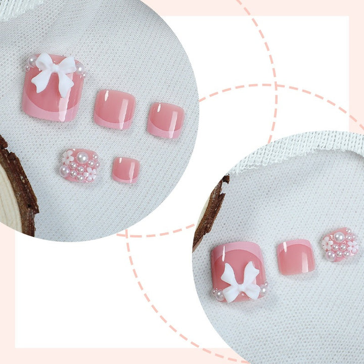 Artificial nail set with romantic bow design Bowlift