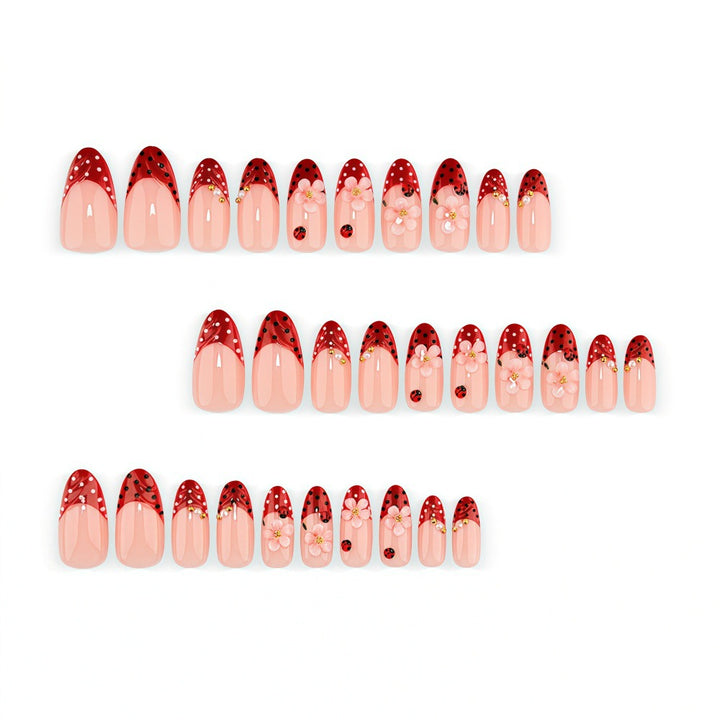 Artificial nails with floral design and 3D accents Bowlift
