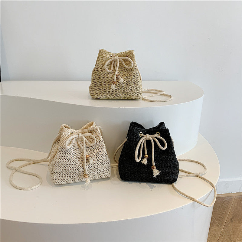 Bohemian-Inspired Woven Mini Drawstring Bag Bowlift