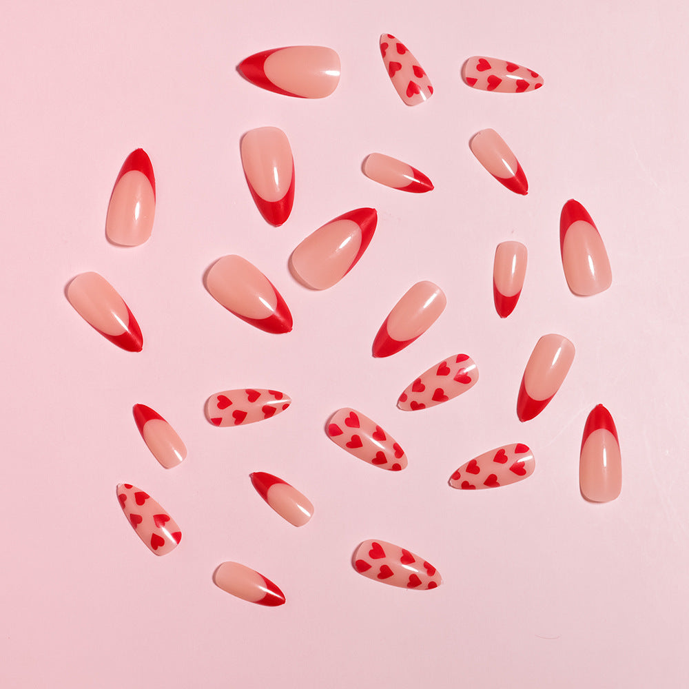 Artistic Heart Designed Press-On Nail Set Bowlift