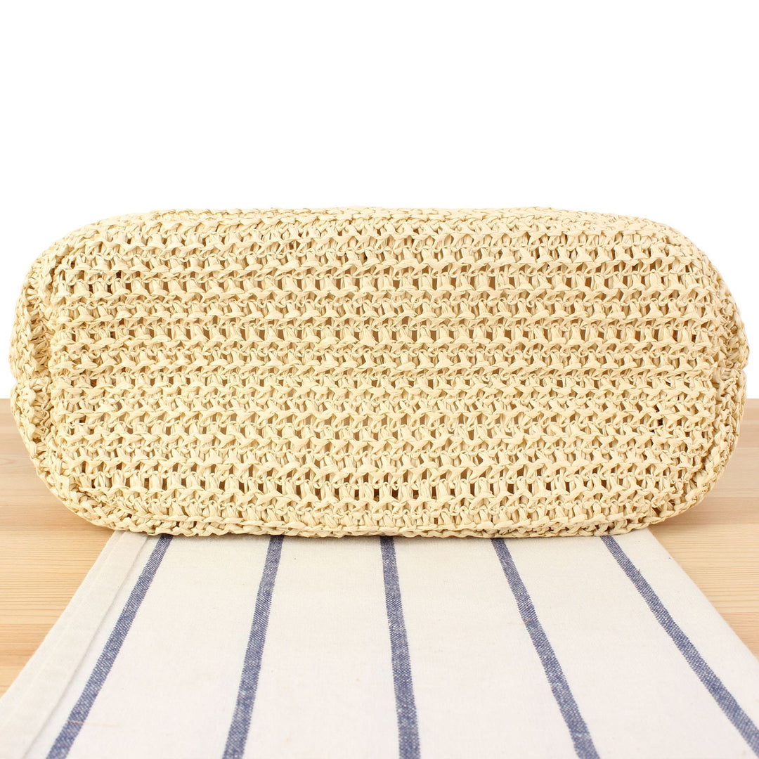 Handbag Made of Natural Braided Material with Elegant Leather Straps Bowlift