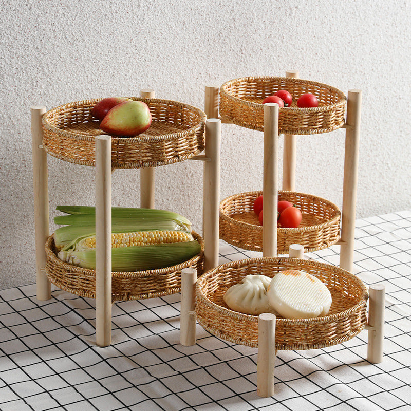 Unisex Round Storage Bowl with Wooden Legs Bowlift