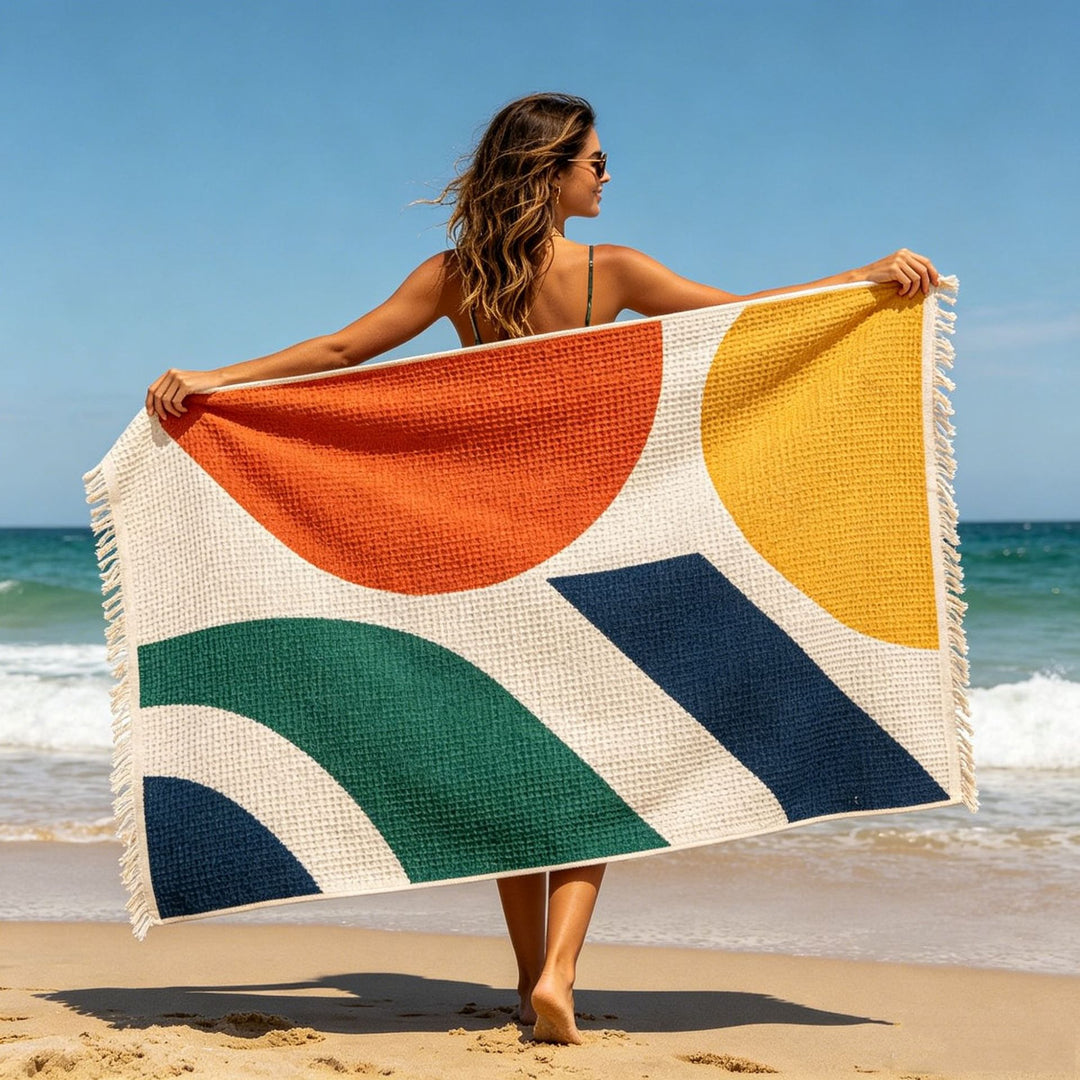 Beach towel with vibrant coastal motif Bowlift