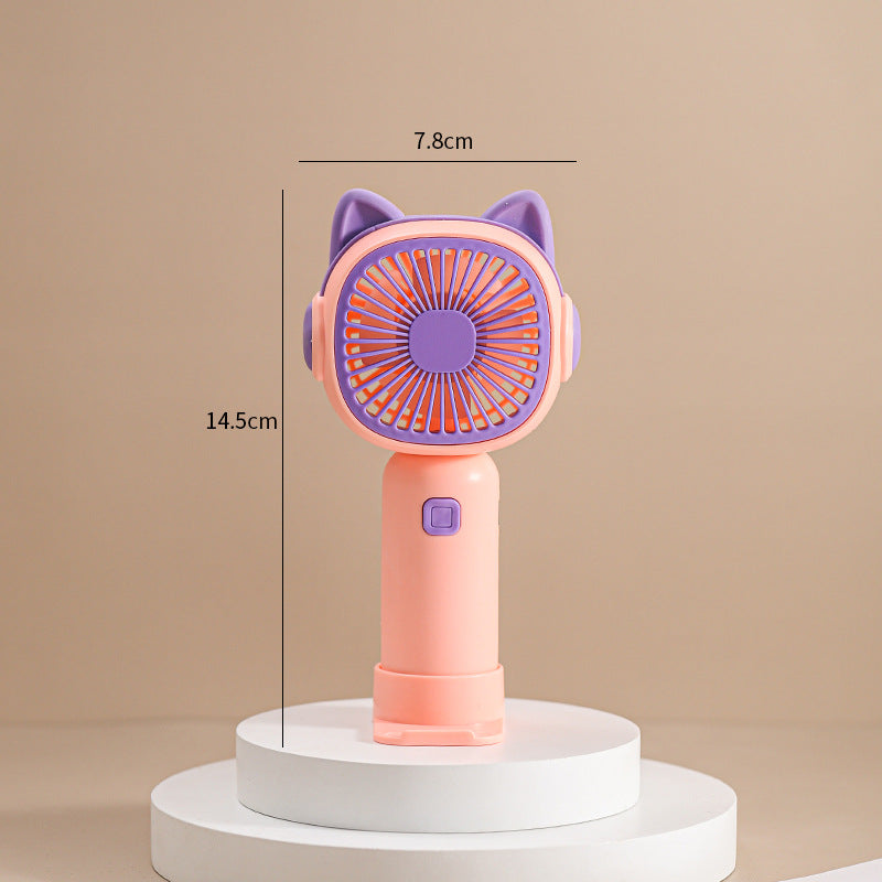 Ladies Portable Hand Fan in Playful Cat Design Bowlift