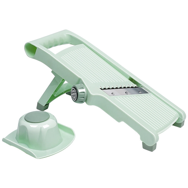 Adjustable MultiFunction Mandoline Vegetable Slicer with Safety Food Holder Bowlift